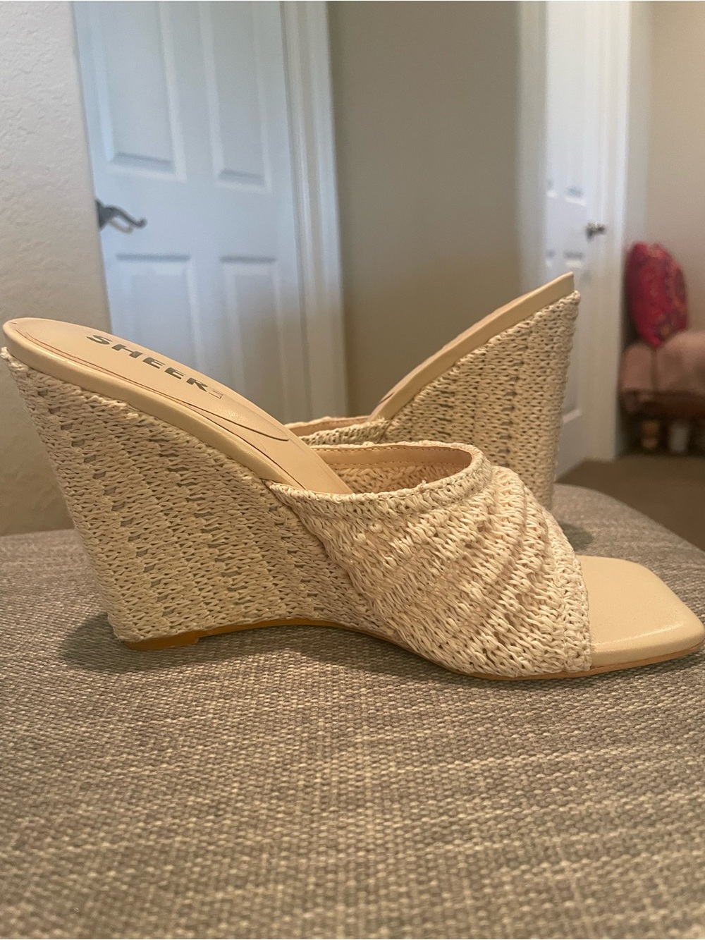 Crean Woven Mule Wedge Sandals